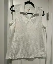 Izod Performance Movement Cool Fx White Collared V Neck Sleeveless Polo Size L