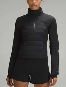 Lululemon Down for It All Cropped Half-Zip Pullover Jacket Black Sz 4 Like New