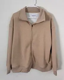 Beige Soft Fleece Mondetta Zip-Up Jacket Size Medium