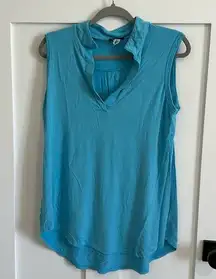 Heimish USA Women's M Sleeveless Polo Tunic Tank Bright Blue Collared Preppy