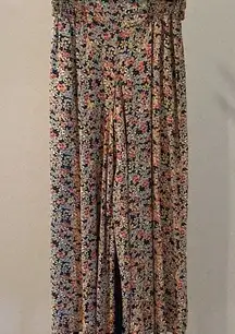 Patrons of Peace blue and Green wide leg pant’s smocked waist