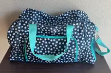 Navy‎ Blue Dotted Print Thirty-One Zip-Top Organizing Utility Tote Travel Bag
