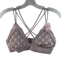 Blush Love Bralette Paisley Lace Strappy Back Soft Pink Bralette M