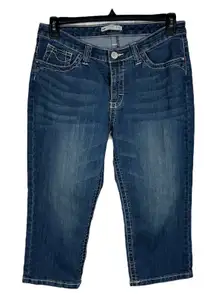 Lee SZ 12 Medium Slender Secret Jean Capris Mid-Rise Stretch Zip-Fly Pocket Blue