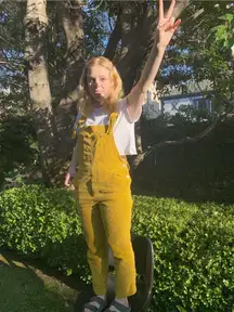 Free People Corduroy Overalls Yellow