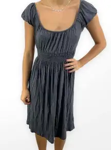 00s SOPRANO Vintage Gray Scoop Neck Cap Sleeve Knee Length Dress