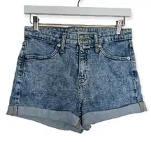 𝅺 Women’s High Rise Rolled Hem Jean Shorts in Blue Acid Wash Size 6