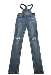 American Bazi Distressed Overalls Denim Bib Womens Size M Jumpsuit Blue Jean
