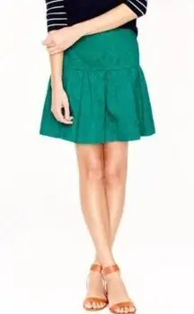 J.Crew Matelasse Drop-Waist Mini Skirt in Green 100% Cotton, Size 4