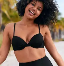 Black Lightly Lined Underwire Push-up Bikini Top 36DD