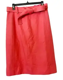 J. Crew Women’s  Coral Pink 100% Wool Lined Pencil Skirt with Belt Size 8
