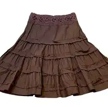 CONNECTION 18 Tiered skirt size medium 100%cotton elastic waist brown