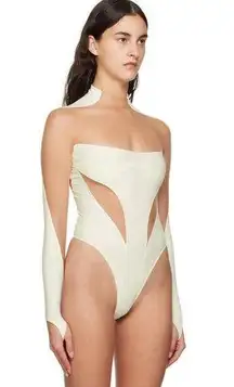 MUGLER Off-White Illusion Bodysuit High Neck 44