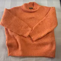 FRNCH Paris Anthropologie Orange Chunky Knit Sweater S/M Cozy Ribbed Pullover