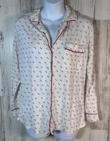 Eberjey Pajama Top White w/ Hearts TENCEL Modal Sz SX | MSRP $148
