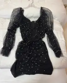 Camila Coelho Dress Black Pearl Mini Dress