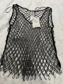 Zara Women's XS Black Beaded Knit Sleeveless Tank Top