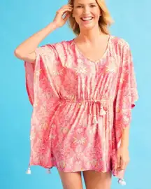 Talbots X Cabana Life Printed Oversized Swim Coverup with Tassels