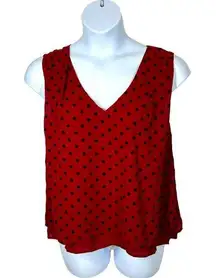 Red and Black Polka Dot Sleeveless Blouse Size M/L NWT