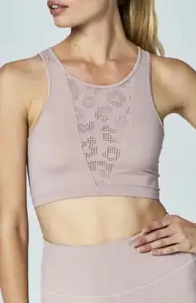 Varley Terri sports bra high neck laser cut cheetah cropped tank top workout