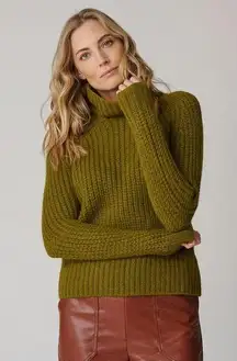 Pacas Alpaca Wool Turtleneck Chunky Sweater in Avocado Green