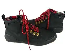 Keds Scout Ankle Sneaker Boot Black Waterproof  Leather Red Laces Women’s Size 6