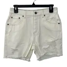 NEW SER.O.YA Mid Rise Jean Short Sz 26 Cut Off‎ White Denim Distressed Destroyed