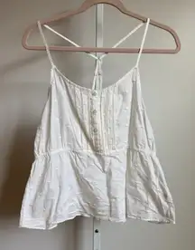 Aerie White Eyelet Button Front Tank Top Sleeveless Cami Blouse Large L‎
