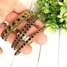 4 bangle bracelets festival ready boho rhinestone