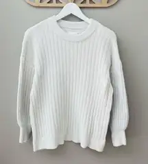 aerie Ribbed Crew Neck Pullover Sweater Off White Sz XS