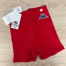 Zara Small NEW Kappa Short Shorts High Waist Red Rib