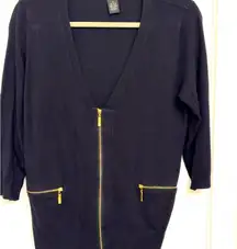 Grace Elements Black Zippered Women's Cardigan Sweater - Medium