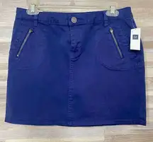 Gap Denim Mini Skirt Women's 4 Stretch Cobalt Blue Zippered Pocket New