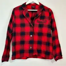 Madewell Women’s Flannel Button Down Pajama Top Red Size Small EUC