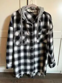 Altar'd State Plaid Hooded Shacket Size Large