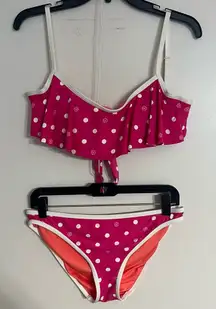 Women’s Coco Rave Pink‎ Polka Dot Bikini Set Size Medium/Large Top Large Bottoms