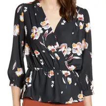 3/$15 HALOGEN faux wrap peplum top