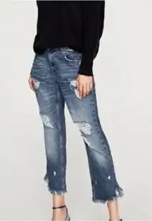 Zara Basic Z1975 NWT 100% Cotton High Rise Leopard Animal Print Denim Jeans 4