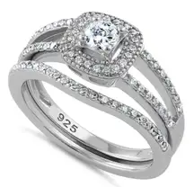 SIZE 9 925  CZ Wedding Set Ring
