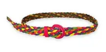 Rainbow woven braided leather multi color adjustable belt