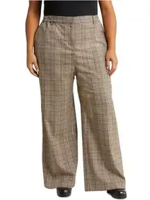 Treasure & Bond Drapey Plaid Pants in Tan-Ivory Bethany Plaid US 3X