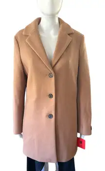 DKNY Womens Camel Wool Blend Over Coat Medium
