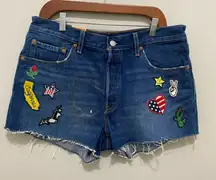 Levi's Denim Jeans Shorts with Fun Patches