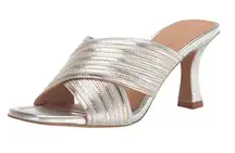 Fleet Heel Metallic Patinum & Gold Mule Slide Sz 7 Walkable Heel $38 $119 | Size: 7