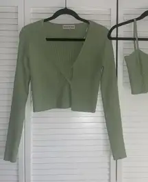 Willow & Wind Ribbed Knit Two-Piece Set — Sage Green