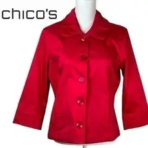 Chico’s Red Button Down Career Office Date Night Jacket NWOT Size 8