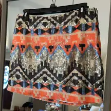 Sabine Sequins Mini A Mine‎ Skirt Size Smalll colors Orange/Gray/Gold