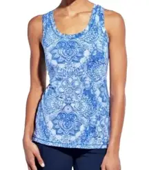 Calia by Carrie Underwood Damask Blue White Workout Tank Top