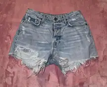 GRLFRND Button Fly Helena High Rise Cut-Off Denim Shorts Sz 25‎