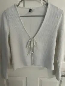 H&M Ribbed Cardigan With Ties